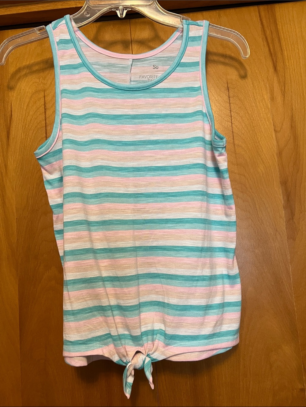 SO Striped Tie-Front Tank Top Size Junior XL